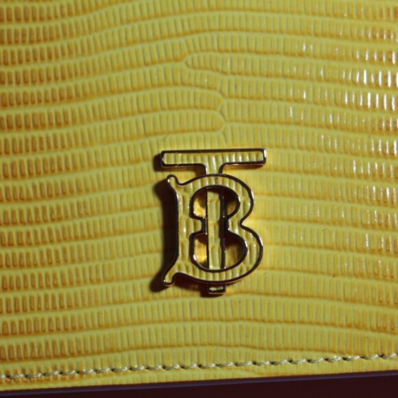 NWT Burberry TB Monogram Lizard Embossed Leather Pouch Shoulder Bag Lemon - Picture 8 of 12
